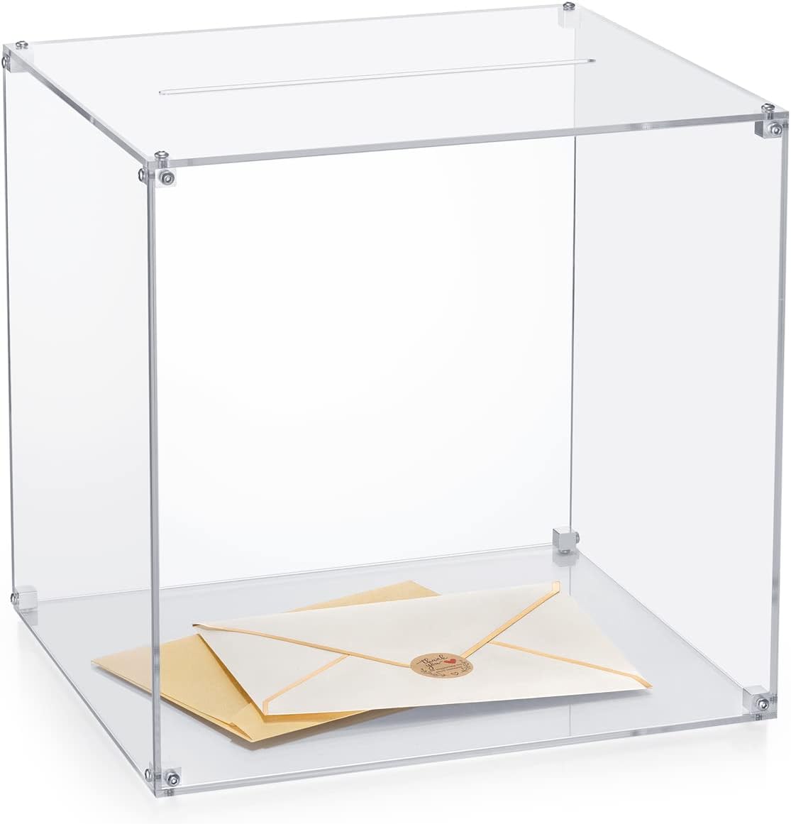 All Clear Acrylic Card Box, DIY Wedding Box with Your DIY Print, Assembly Box for Reception/Wedding Box/Party Graduation & Birthday Baby Shower Decorations(10x10x8.5)