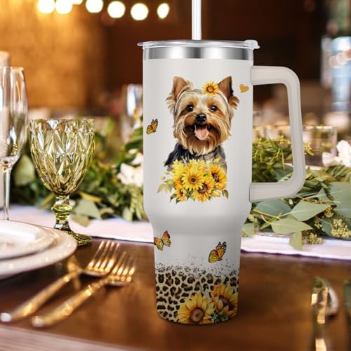Image of Yorkie Tumbler for Womens,Vacuum Insulated Travel Cup 40oz