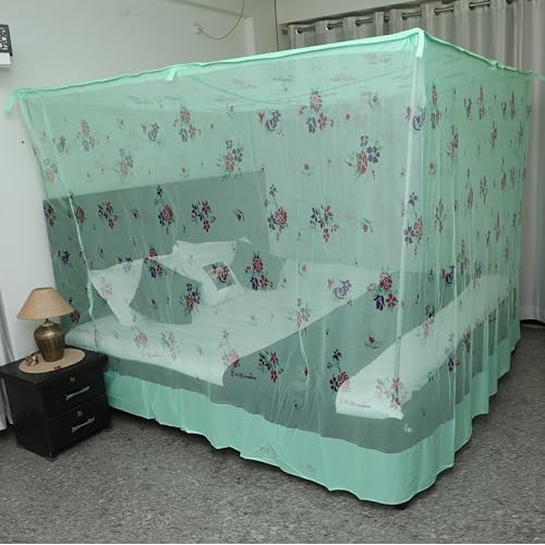 EMBOSSED Luxury Mosquito Net for Bed Double to King Size Bed Canopy |Cotton Mosquito Net| Finest Mesh – 300 Holes per Square Inch, with Hanging hook Green 7x8 (B0CPC4KB4R) Amazon Price History, Amazon Price Tracker