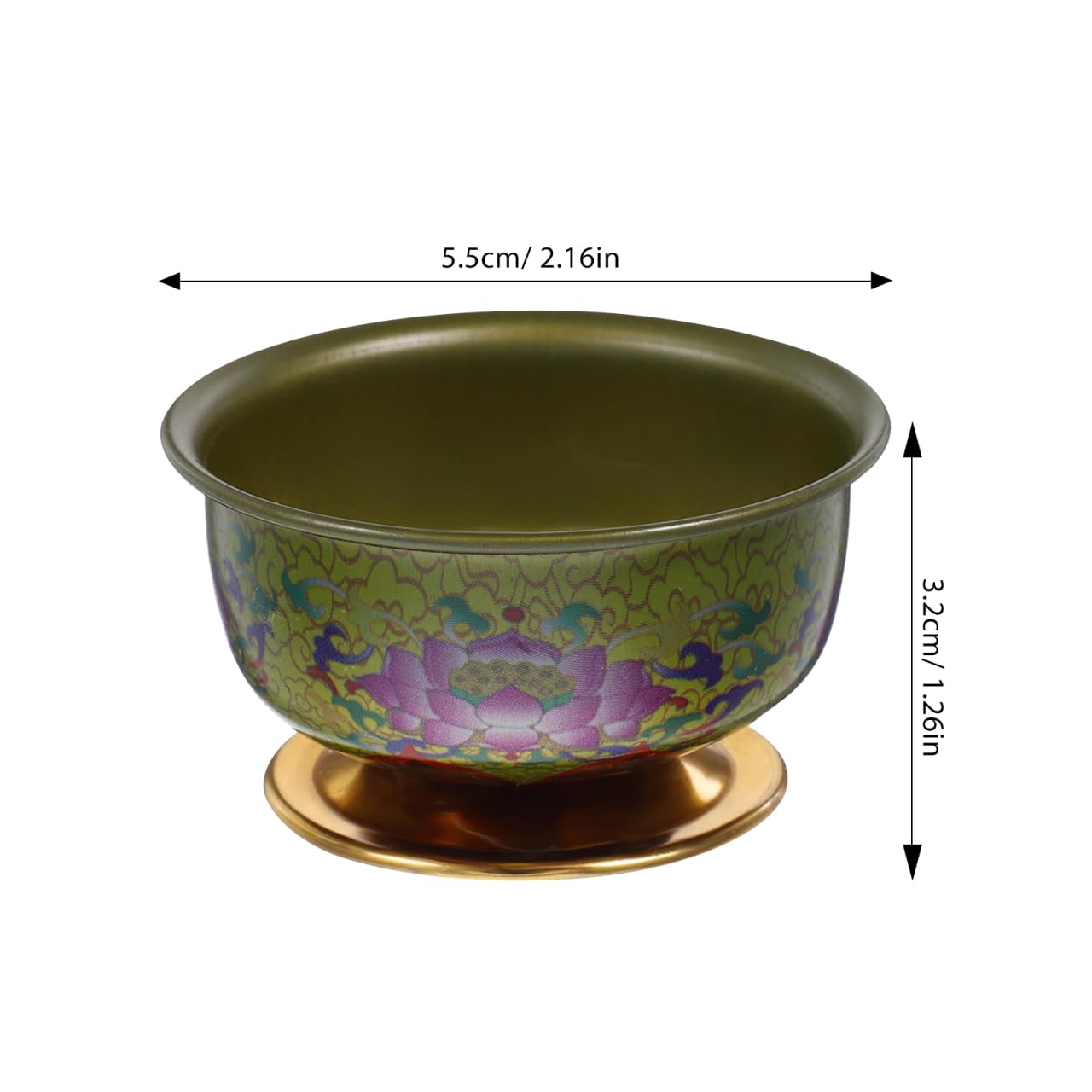 Houlu 3 Altar Cups Set, Ceramic Holy Water Offering Cup, Tibetan Buddhist Worship Cup (Yellow