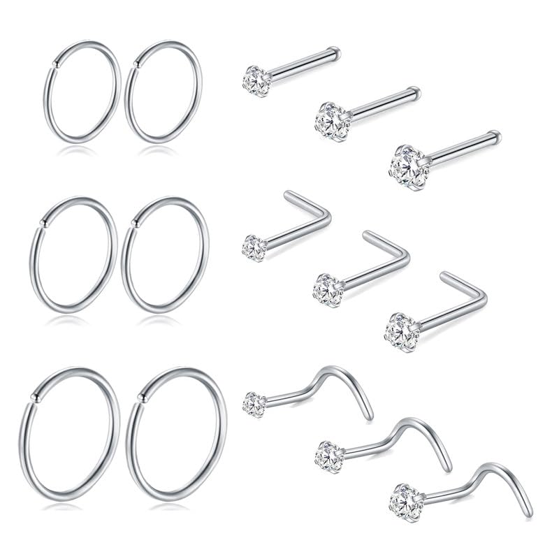 Dochais Bauchnabelpiercing-Set 8 Stück Bauchnabelpiercing Ringe Set Damen Maedchen 14g Belly Button S0neb0xx