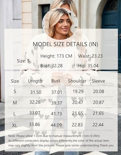 Image of Alsol Lamesa Women's Long Sleeve Heart Cardigan Sweaters V Neck Open Front Knit Coat