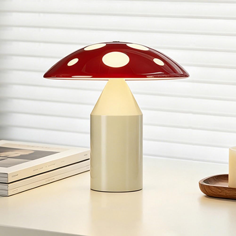 AoLa Lampada a LED a forma di fungo lampada da tavolo senza fili ricaricabile dimmerabile con comando touch ricaricabile tramite USB alimentata a batteria lampada da comodino senza cavi,Rosso