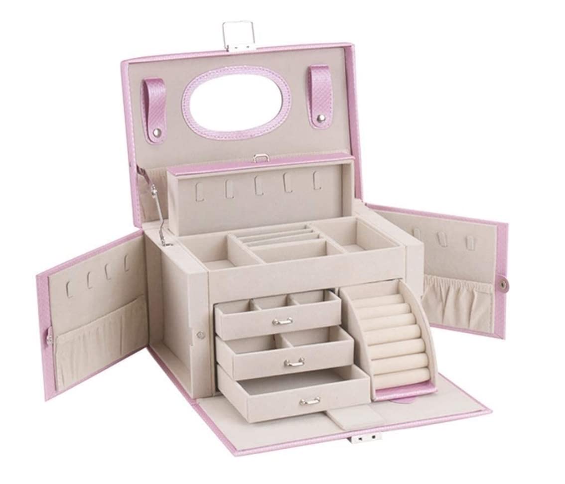 Jewelry Box PU Leather Jewellery Box Jewelry Box Multi-Layer Lock Earring Box Storage Necklace Box Anniversary Wedding for