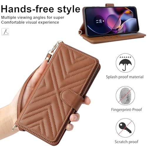 Coque Oppo Reno10 5G en Cuir Véritable Style Portefeuille Magnétique Marron Chic - 7