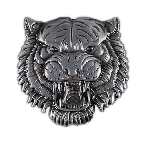 Image of JVCV 3D Metal Tiger Sticker Chrome Logo Decal Emblem Badge for All Cars Bikes Laptops Headphones Helmets Home Office Accessory (Tiger, Grey)
