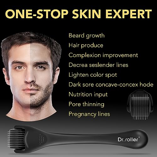 Drroller-Derma-Roller-Hair-Growth-Men-and-Women-Beard-Roller-Microneedling-Roller-for-Growth-540-05mm-Titanium-Micro-Needles-Beard-Growth-Roller-Derma-Roller-for-Stimulate-Beard-and-Hair-Growth