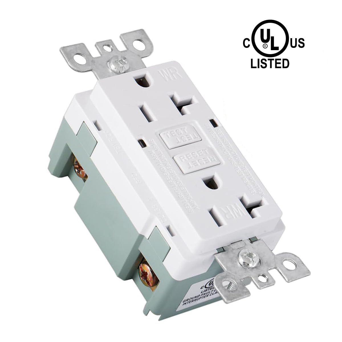 Baomain GFCI Outlet 20 Amp, Self-Test GFI Electrical Outlet,Weather Resistant WR, Ground Fault Circuit Interrupters with Wall Plate, UL&CUL Certified,White,(5-Pack)