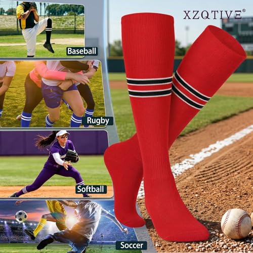 Image of XZQTIVE Baseball Softball Socks and Belt Combo Set Adjustable Softball Socks and Elastic Belt for Kids Youth Adult