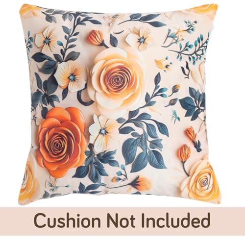 Image of HOKIPO 'Nature Muse 7D' Premium HD Printed Holland Velvet Cushion Cover for Sofa| 22x22 Inch (55x55 cm) | Pack of 2, Caramel Ambrosia (IN-924-D8*2)