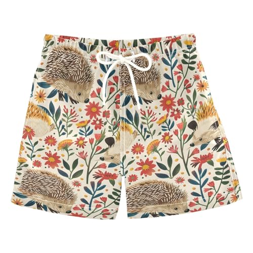 senya Hedgehog Around Flower Boys Swim Trunks Toddler Shorts Swimwear Boardshorts