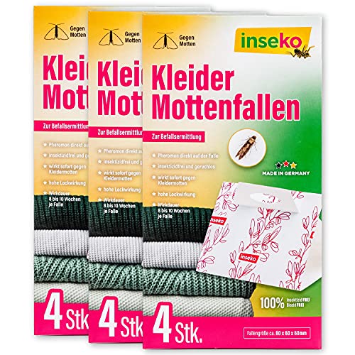 inseko 12 x Kleidermottenfallen I insektizidfrei und geruchlos I zur Befallsermittlung I Made in Germany (12)