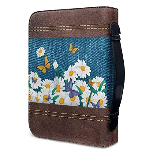Image of Verse Bible Cover for Women and Men, Leather Bible Carrying Book Case Kids Church Bag, Bible Tote Bag for Protective with Pen Slots and Pocket