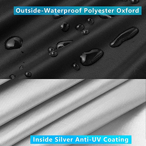 Lawn Mower Cover, Waterproof Heavy Duty Push Mower Cover, Universal Fit 600D Zero-Turn Mower Cover Dustproof Windproof Anti UV and Tear Resistant (Black) - Thumbnail 4