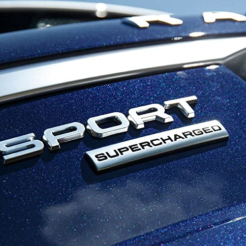 Image of 2Pcs 3D Raised Supercharged Logo Car Emblem Premium Auto Badge Rear Trunk Sticker Side Decal (Silver Black)