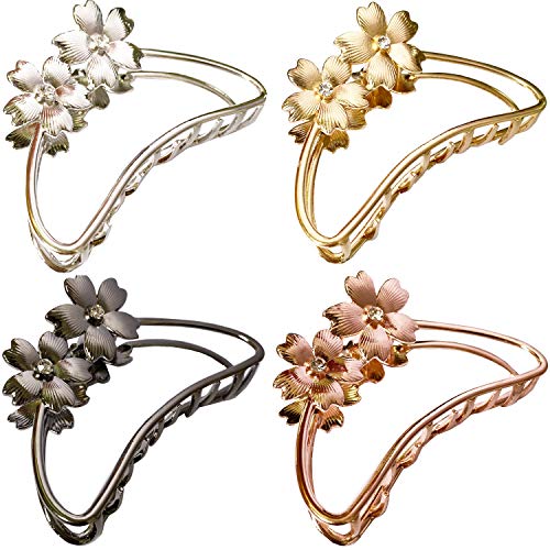 TANG SONG 4PCS Double Flowers Shaped Metal Hair Claw Clips Hair Catch Barrette Jaw Clamp for Women...