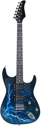 Miniatura 2 de YUFUDE Guitarra eléctrica de tamaño matrimonial de 6 cuerdas con correa bolsa de guitarra cable de alimentación púas blanco