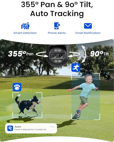 Reolink 4K Dual-Lens PTZ PoE camera 6X hybride zoom, 355° pan 90° tilt, Kleurennachtzicht, Detectie van Personen/Voertuigen/Dieren, automatische tracering, twee-wegs audio, Reolink TrackMix PoE Grijs - Afbeelding 4