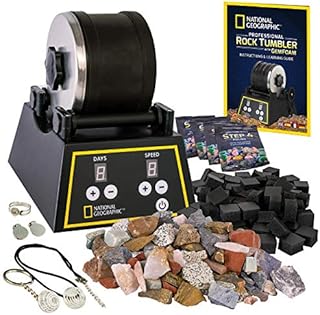 National Geographic Professional Rock Tumbler Kit- Rock Polisher for Kids and Adults, Complete Rock Tumbler Kit with Durable Tumbler, Rocks, Grit, and Our New GemFoam Polisher, A Great STEM Hobby