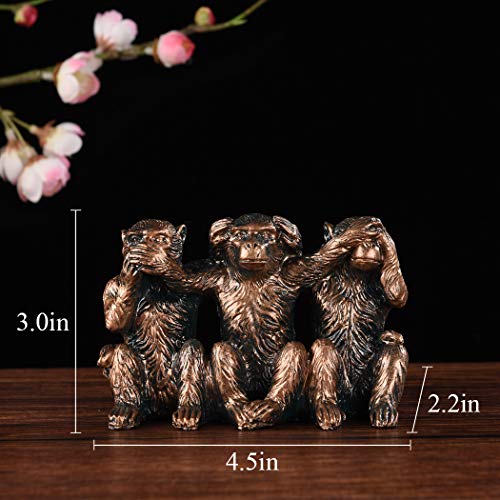 Brasstar Three Monkeys Statue See-No Speak-No Hear-No Evil Brown 2.8" Resin Home Office Decoration Gifts Ptzd047 #TOP1
