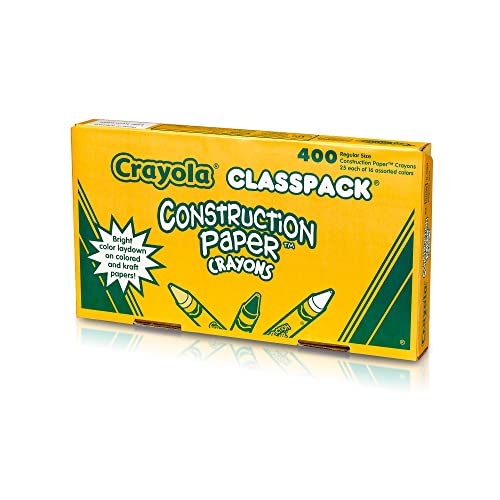 Crayola Construction Paper Crayons Classpack, Bulk Assorted School Supplies, 16 Colors, 400/Set #TOP2