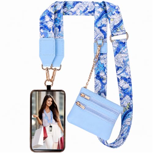 Image of XANGNIER Clip and Go Strap for Phone with Wallet Crossbody, Phone Strap with Zippered Wallet, Adjustable Anti Theft Cellphone Lanyard for Women, Cellphone Chain Accessories,Multicolor 33