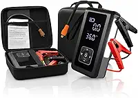 Carregador de Baterias Sem Fio Carga de Bateria Carro com compressor de Ar Portatil Luz de emergencia e Carrega o Celular Chupeta Enche Pneu do Carro Moto Ideal Para Viagens Auxiliar de Partida