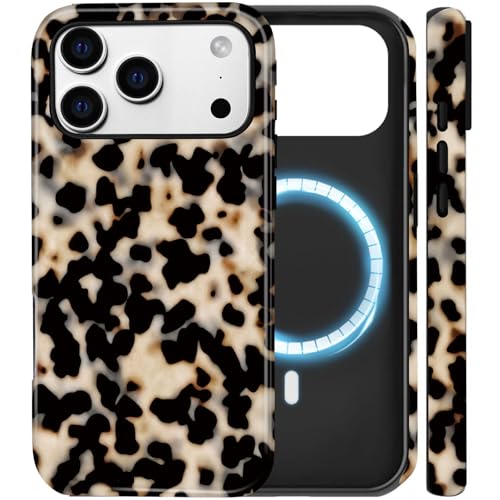 Coque iPhone 17 Pro MagSafe motif tortue léopard ambre et protection hybride