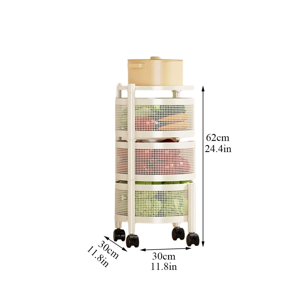 Carro De Servicio con Ruedas Carro De Libros Móvil con Cestas De 360°, Carro Metálico De 3/4/5 Niveles para Cocina, Baño, Lavandería, Carro Estrecho,Weiß b,3stufig