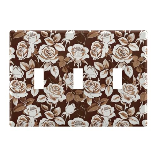 Light Switch Cover Rose Flower Wall Plates for Electrical Outlets 3 Gang 202a8809