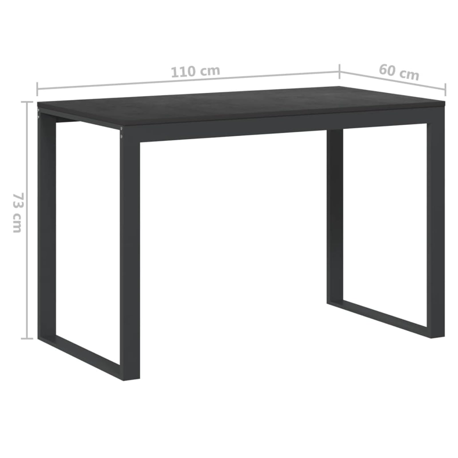 Homgoday Biurko komputerowe, biurko zajmujące mało miejsca, stół biurkowy, biurko do gier do pokoju dziecięcego, czarne biurko komputerowe 110 x 60 x 73 cm, wielowarstwowe drewno