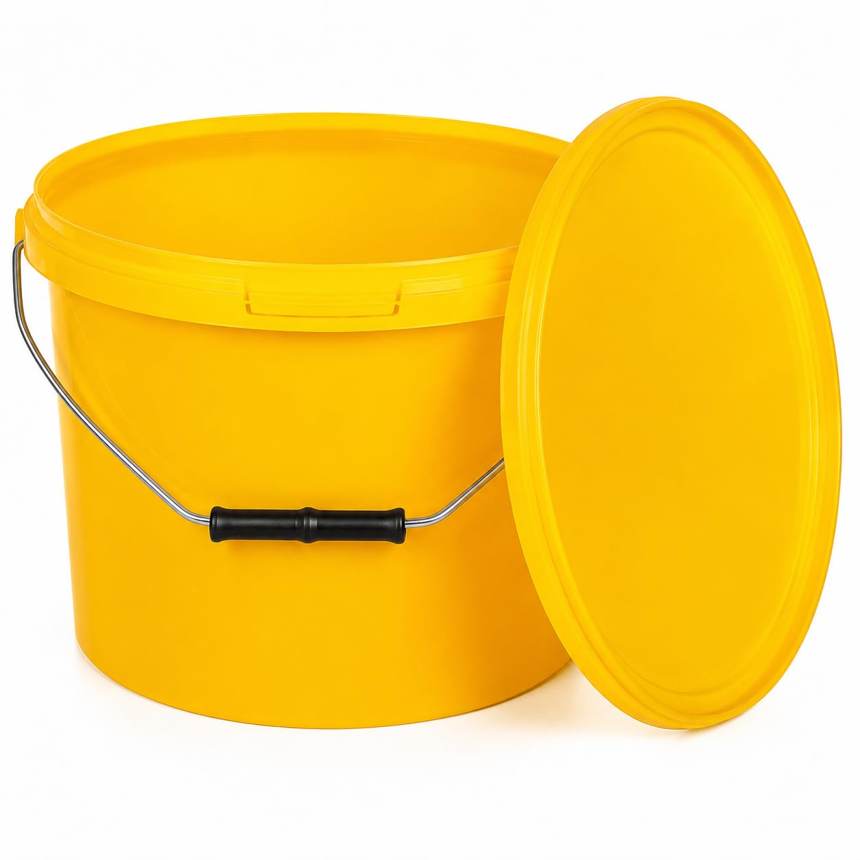 BenBow bucket with lid 2,20 gal (10l) yellow 5x 10 litres - food-safe, stable, airtight, leak-proof, odourless - plastic storage container, with handle - empty — image 1