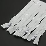 White Nylon Coil Zipper #3 Closed End Zippers Bulk for DIY Tailor Sewing Crafts,Bags,Purses(20 PCS/P
