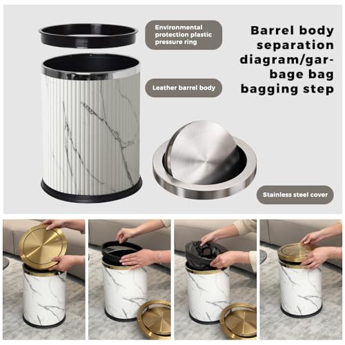 Image of 9L /2.3GAL Small Trash Can with Swing Lid,Fancy Gold Waste Paper Baskets for Bathrooms,Gold Small Trash Can for Bathroom,Bedroom, Powder Room,Office,Laundry Room (9L-Wash Painting)