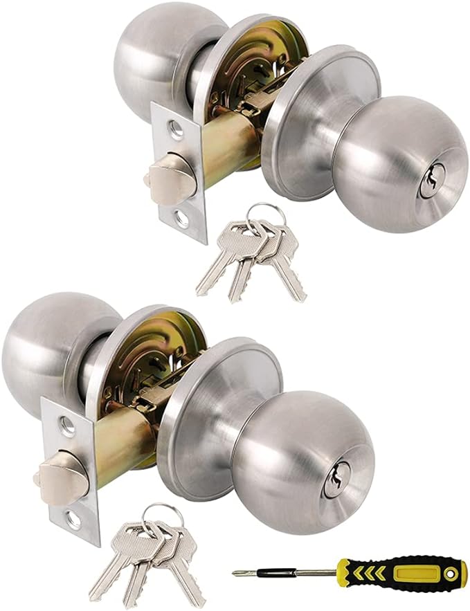 Lanwandeng (2 Pack) Entry Door Knob with Lock and Keys