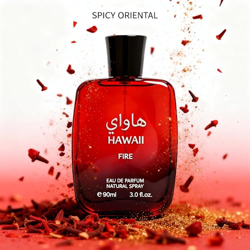 Image of Hawaii Fire Eau de Parfum for Men, Marine & Amber Fragrance with Sage, Cherry and Ambergris, 3.4 Fl Oz