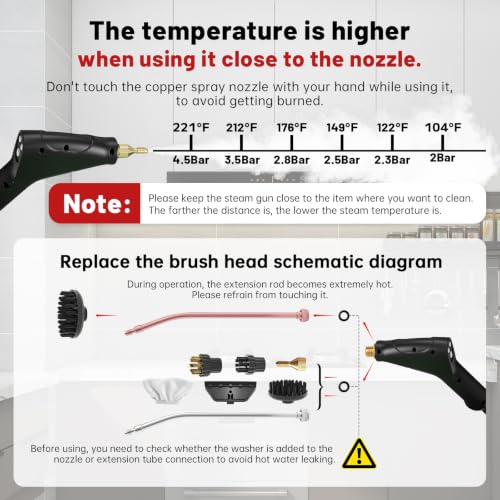 Image of Steam Cleaner, 6-Level Adjustable Steamer for Cleaning for Home, Car | Powerful 1500w, 15s Heat-Up, 1.2l Large Tank, High Temp Pressurized Steam Cleaner for Home, Car, Kithen, Furniture,Tile Grout