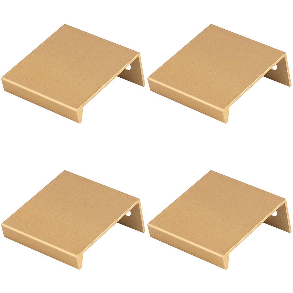 B&Q -  4 PackSquare Edge Finger Pull HandleSatin Brass 40mmSlim Cupboard Drawer
