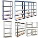 Scaffalatura a 5 ripiani, da parete, 200cm x 100cm x 50cm, portata massima 875 kg, per garage, officina, dispensa, colore: Zincato