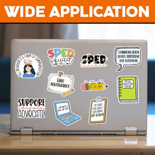 Image of MAIANEY | SPED Teacher Sticker Pack - 10PCS, 3x3 inch - Special Education Teacher Stickers, Waterproof Vinyl Inspirational Stickers for IEP, Classroom, Laptop, SPED Squad Gift for Teachers
