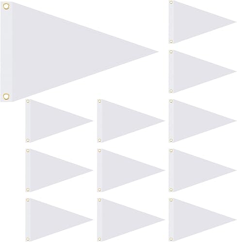 Oudain Banderines de nailon en blanco, 12 x 18 pulgadas, banderines para exteriores