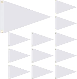 Oudain 12 Pcs Nylon Pennant Flags Blank Flags Pennant Flags 12 x 18 Inch Flag Pennant for Outdoor Home Indoor Gyms Businesses Schools Party Decorations (White)