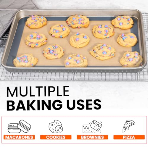 Image of Silicone Baking Mat - 2 Pack Reusable Silicone Baking Sheet Liner for Oven - Half Sheet Nonstick Mat 16.5 inchx11.6 inch for Bread, Dough, Macaron, Cookie Cooking Liners for Kitchen Counter Bakery Supplies