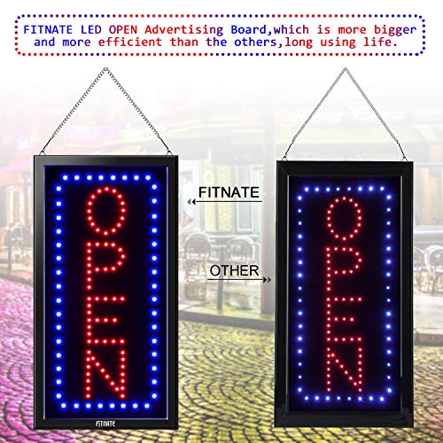 Fitnate Led Open Sign 19X10Inches, Remote Control&Timing Function, Business Open Sign Advertisement Board Electric Display Sign, 2 Lighting Modes Flashing & Steady, For Walls, Window, Shop, Bar, Hotel #TOP4