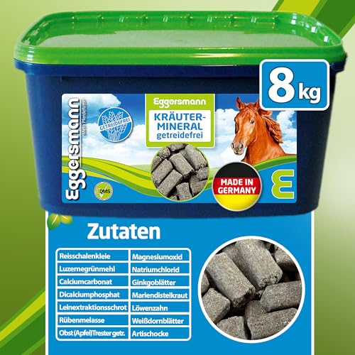 Eggersmann Mein Pferdefutter Kräutermineral getreidefrei 8 kg – Getreidefreies Mineralfutter für Pferde – Zur Unterstützung des Stoffwechsels – Für allergieempfindliche Pferde geeignet