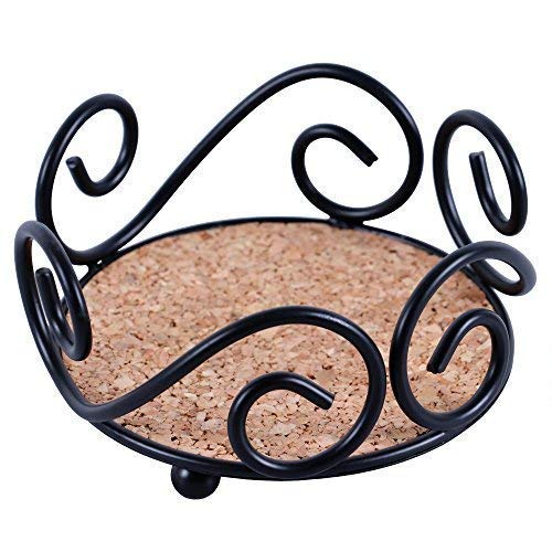 GoCraft Round Metal Coaster Holder with Cork Paded Base | Coaster Holder without Coasters - For Coasters Upto 4