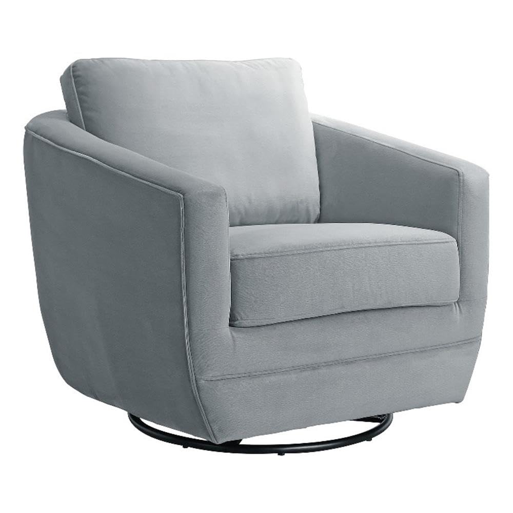 Pemberly Row Contemporary Polyester Velvet Swivel Glider in Gray