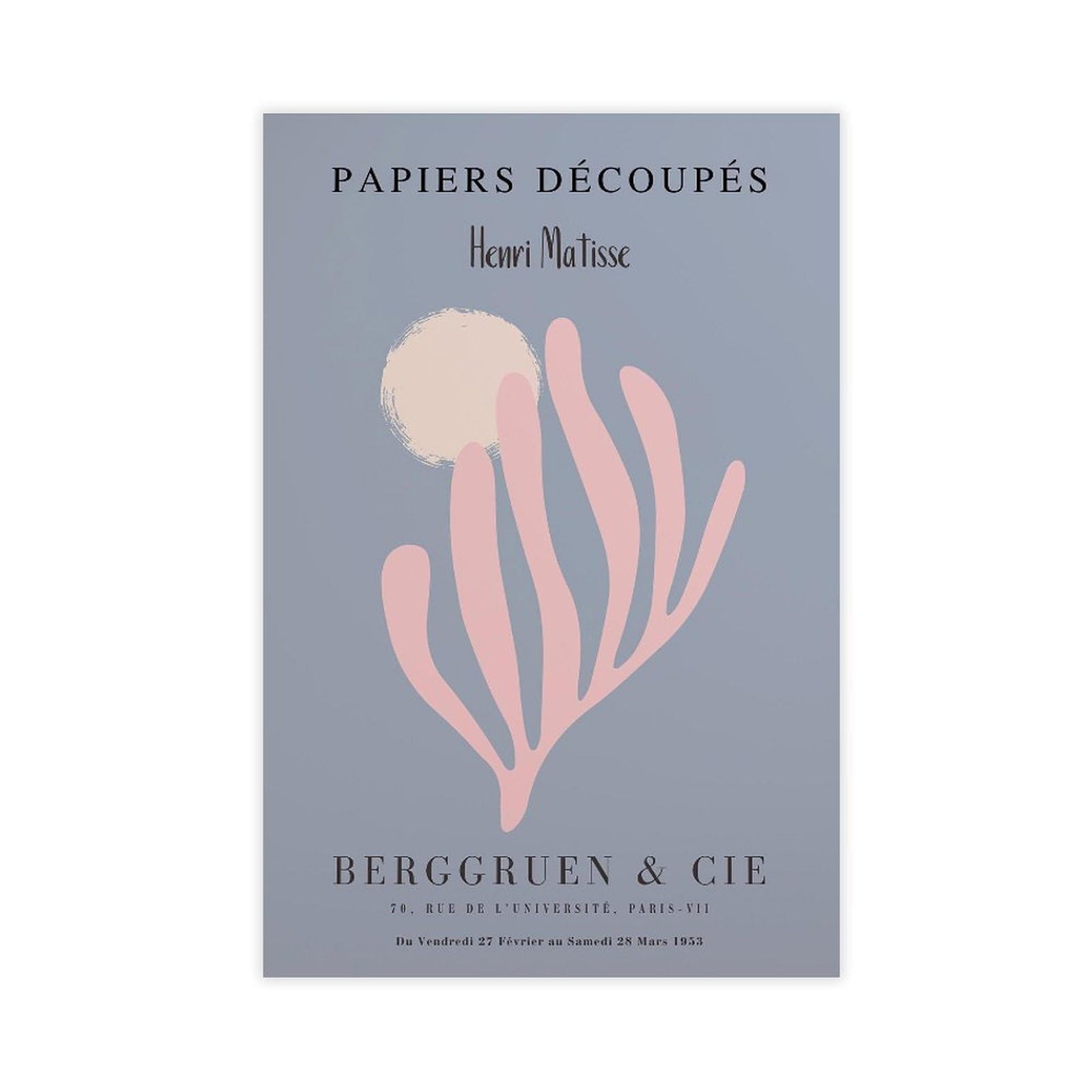 Heyanm Henri Matisse Papiers Decoupes Print_ Mid Century Modern Framed Wall Art Canvas Poster Wall Art Paintings For Living Room Bedroom Decoration Unframe 12X18inch