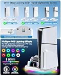 Cooling Station for PS5 with Dual Controller Charger Compatible with PlayStation 5/Slim/Pro Console, PS5 Cooling Stand Station Vertical & 3 Level Cooler Fan, Controller Charging Dock, RGB Light