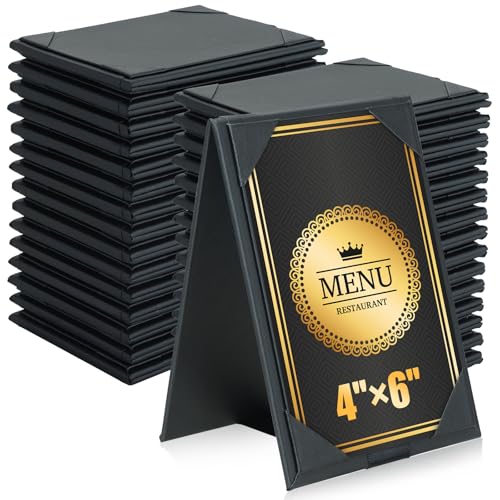 FLKQC 30 Pack Double-Sided Menu Holders 4"x 6", PU Leatherette